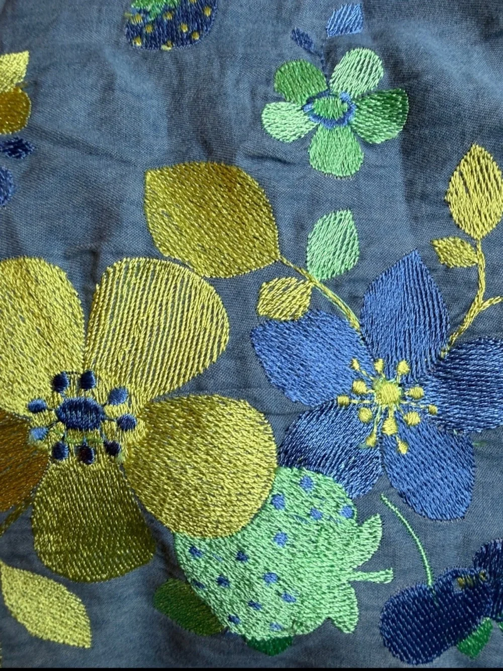 NWT Elmas Phil Floral Embroidered Chambray Top Off The Shoulder Cottagecore S